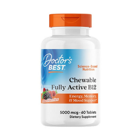 Doctors Best, Chewable Fully Active B12 Mixed Berries, 5,000 Mcg, 60 Tablets