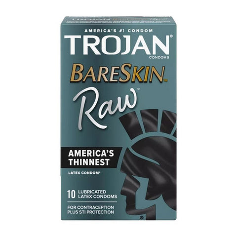 Bareskin Raw Lubricated Latex Condoms 10 Count by Trojan