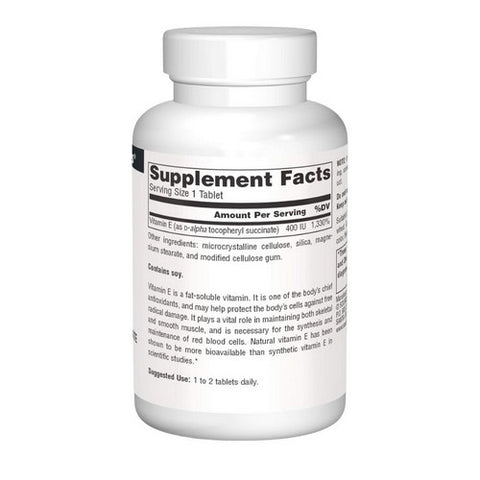 Source Naturals, Vitamin E, 400 IU, Dry 100% Natural 50 Tabs