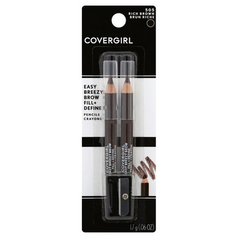 Covergirl, Easy Breezy Brow Fill And Define Brow Pencil Midnight Brown With Sharpener, 1 Count (Case Of 2)