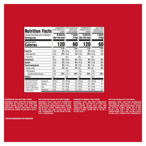 Mars, Skittles And Starburst Fun Size Chewy Candy Variety Bag Jumbo Pack, 32.2 Oz (Case Of 4)