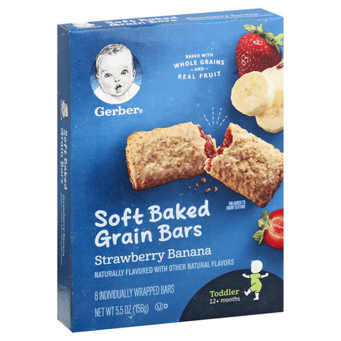 Gerber, Strawberry Banana Soft Baked Grain Bars, 5.5 Oz (Case Of 8)