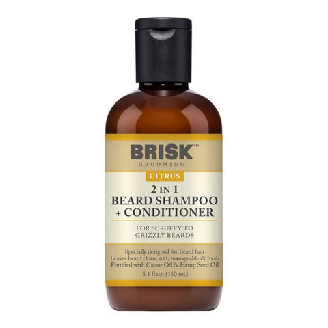 2 In 1 Beard Shampoo + Conditioner Citrus 5.1 Oz by Brisk