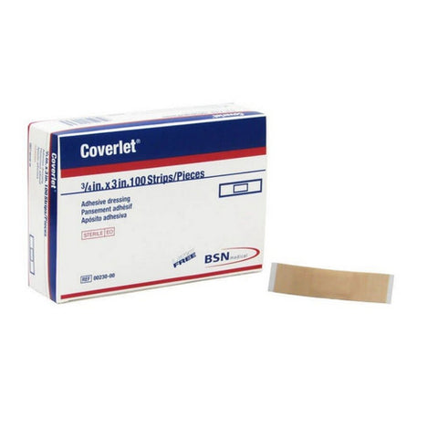 Coverlet, Adhesive Dressing Strips 3/4 Inch X 3 Inch, 100 Count