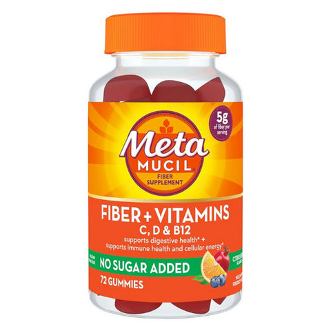 Metamucil, Fiber + Vitamins C D & B12 Gummies Citrus Berry, 72 Count