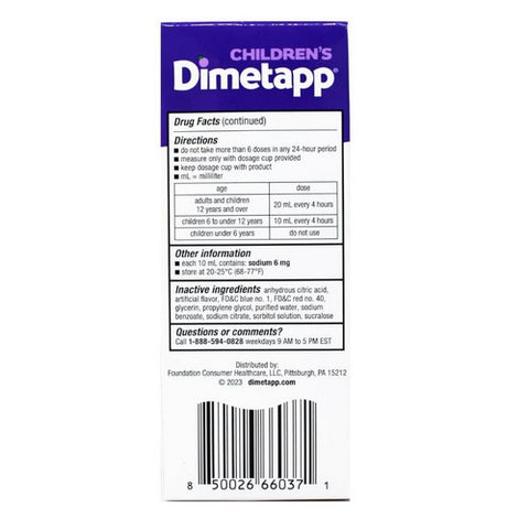 Dimetapp, Children's Cold And Allergy Liquid Grape, 4 Oz