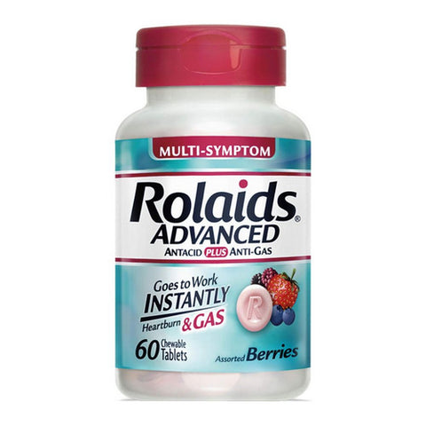 Rolaids, Digestive Heartburn Plus Gas Chewable, 60 Count