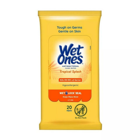 Wet Ones, Antibacterial Hand Wipes Travel Pack Tropical Splash, 20 Count