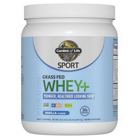 Garden of Life, Sport Grass Fed Whey Plus Skin Protein Powder, 457.5 Grams