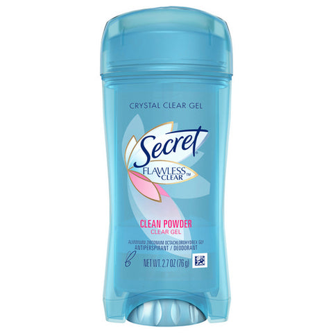 Secret, Flawless Clear Gel Antiperspirant And Deodorant For Women Clean Powder, 2.7 Oz (Case Of 6)