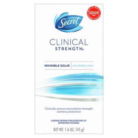 Secret, Invisible Solid Antiperspirant Deodorant Completely Clean, 1.6 Oz (Case Of 3)