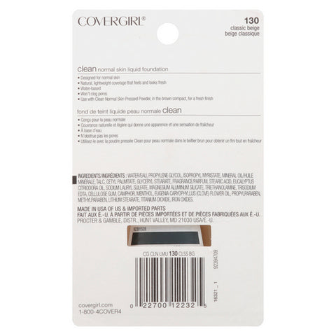 Covergirl, Clean Liquid Foundation Normal Skin 130 Classic Beige, 1 Oz (Case Of 2)