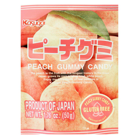 Kasugai, Peach Gummy Candy, 1.76 Oz (Case Of 12)