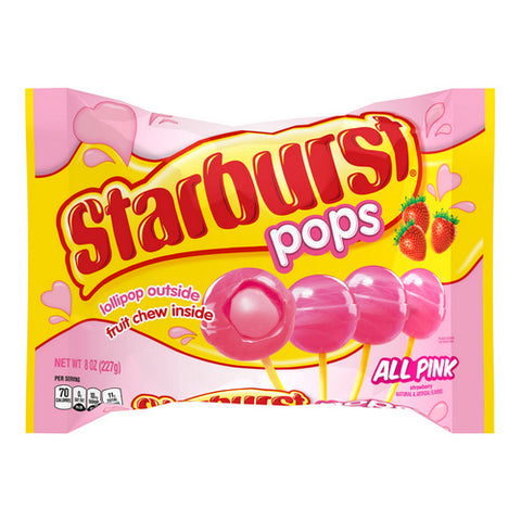 Starburst, Pops All Pink Lollipops, 8 Oz (Case Of 12)