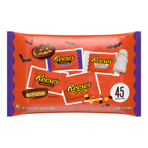 Reese's, Halloween Candy Assorted Chocolate Peanut Butter Flavors Snack Size Variety Bag, 24.57Oz (Case Of 8)