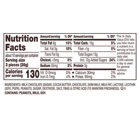 Reese's, Crunchy Peanuts Miniatures Milk Chocolate Peanut Butter Cups, 9.6 Oz (Case Of 8)