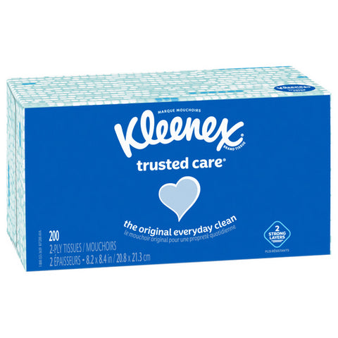 Kleenex, Trusted Care Facial Tissues Flat Box 2 Ply, 200 Count (Case Of 18)