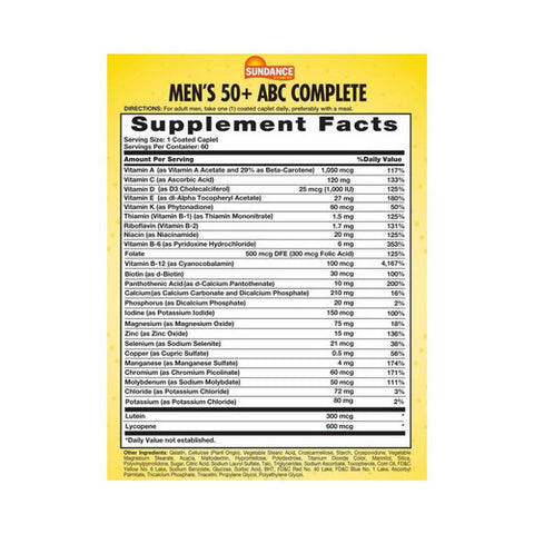 Sundance, Mens 50+ ABC Complete Multivitamin, 60 Caps