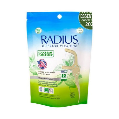 EcoClean Adult Floss Picks Compostable Peppermint 50 Count by Radius