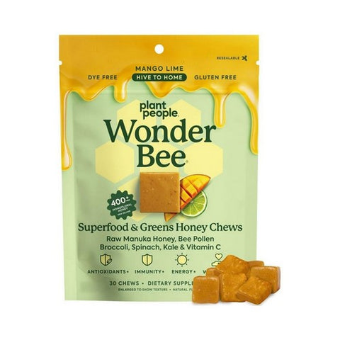 WonderBee Greens Mango Lime Chews 30 Gummies by Plant People
