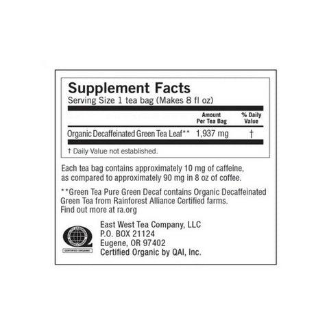 Yogi, Organic Pure Green Decaf Green, 16 Bags (Case Of 6)