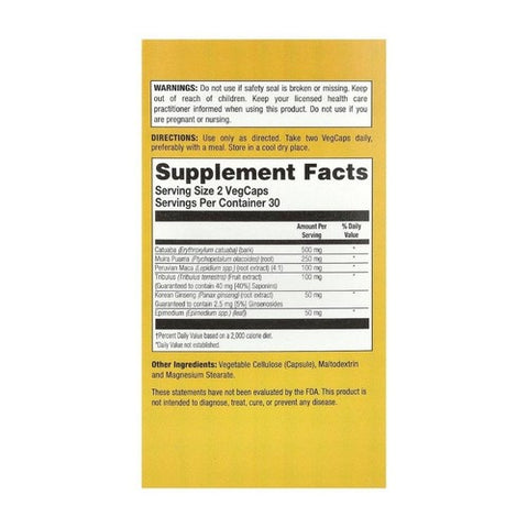 Natural Balance (Formerly known as Trimedica), Catuaba Power Max 500 Maximum Potency, 500 mg, 60 Caps