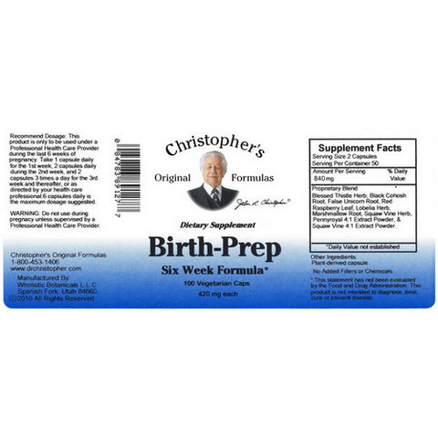 Dr. Christophers Formulas, Birth-Prep, 100 Vegicaps