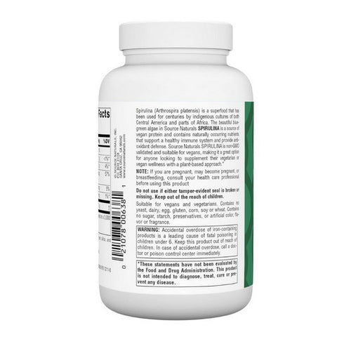 Source Naturals, Spirulina, 500 MG, 200 Tabs