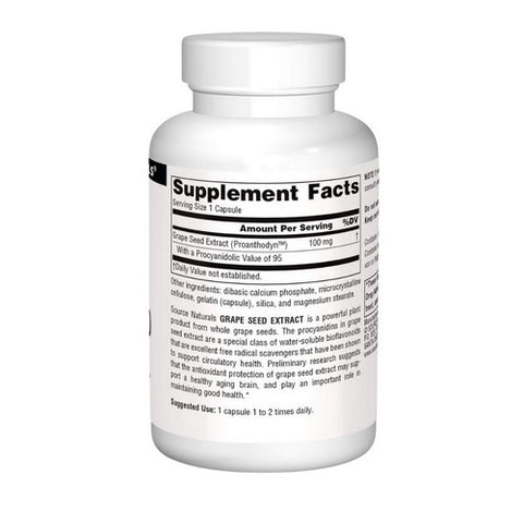 Source Naturals, Proanthodyn, 100 mg, Grape Seed Extract Capsules 60 caps