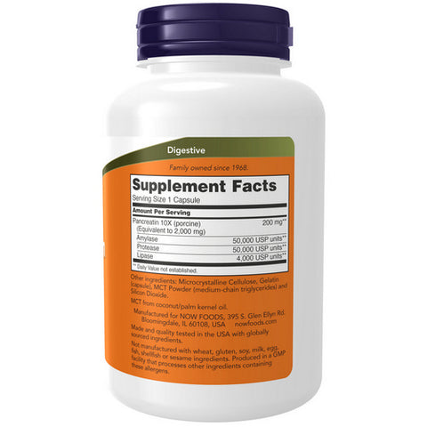 Now Foods, Pancreatine, 200 mg, 250 Caps