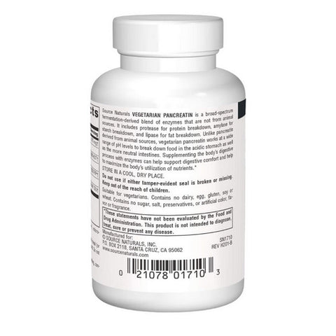 Source Naturals, Vegetarian Pancreatin, 475 mg, 60 Caps
