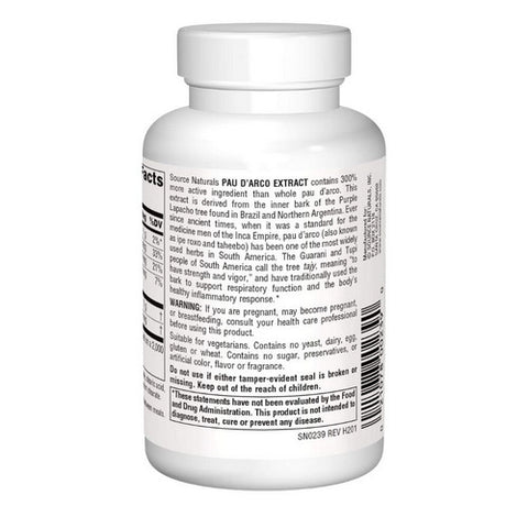 Source Naturals, Pau D'Arco Extract, 500 mg, 100 Tabs