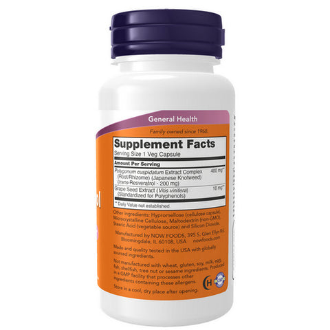 Now Foods, Natural Resveratrol, 200 Mg, 60 VCaps