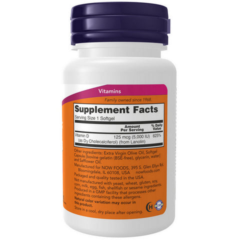 Now Foods, Vitamin D3, 5000 IU, 240 Softgels
