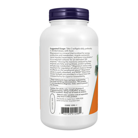 Now Foods, Magnesium Citrate, 180 softgels