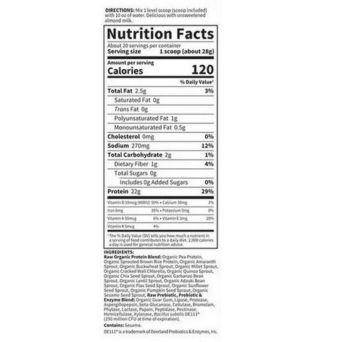 Garden of Life, Raw Organic Protein Powder, 560 Grams