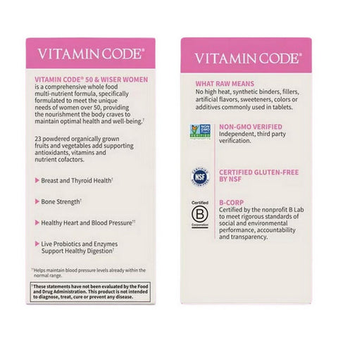 Garden of Life, Vitamin Code, 50 & Wiser Women's Formula 240 Caps