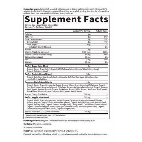 Garden of Life, Perfect Food Super Green Formula Powder, 10.58 Oz