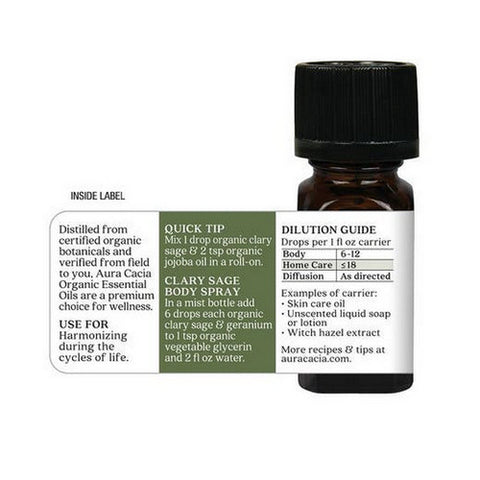 Aura Cacia, Essential Oil, Clary Sage 0.25 oz