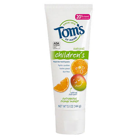 Tom's Of Maine, Kid's Toothpaste Natural Fluoride Outrageous Orange Mango, Orange Mango, 4.2 oz