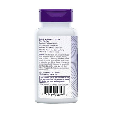 Natrol, Fast Dissolve Vitamin D3 Strawberry, 2000 IU, Minis, 90 tabs