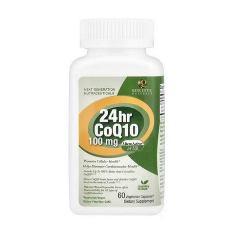 Genceutic Naturals, 24Hr. Microactive COQ10, 100 Mg, 60 Veg Caps