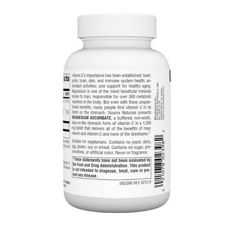Source Naturals, Magnesium Ascorbate, 1000 MG, 60 tabs