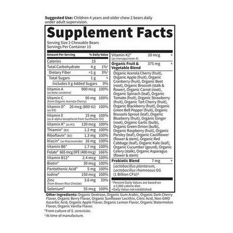 Garden of Life, Vitamin Code Kids Cherry Berry Chewables Bears, Kids, 30 Count