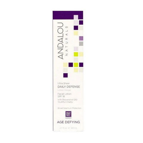 Andalou Naturals, Ultra Sheer Daily Defence Facial Lotion Age Defying Spf 18, SPF 18 2.7 oz