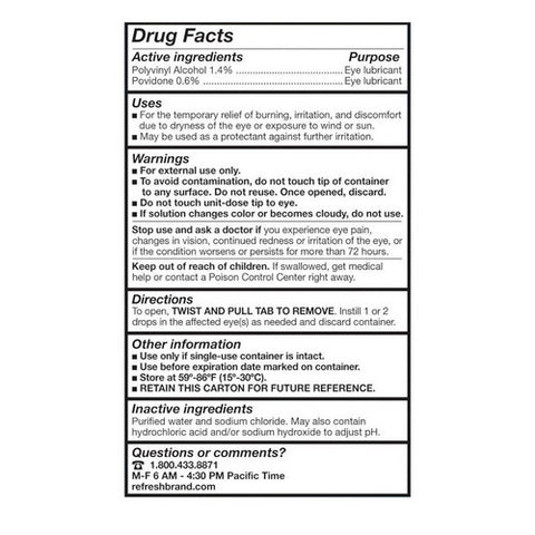 Refresh, Refresh Classic Lubricant Eye Drops Single-Use Containers, Count of 30