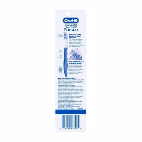Oral-B, 3D White Pulsar Manual Toothbrush, 1 Each